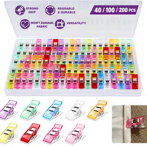 Sewing Clips Multipurpose Quilt Clip for Fabric Multi-Colored Plastic Sewing Quilting Supplies Craft for Small-Scale Projects and Crafting Tools Accessories