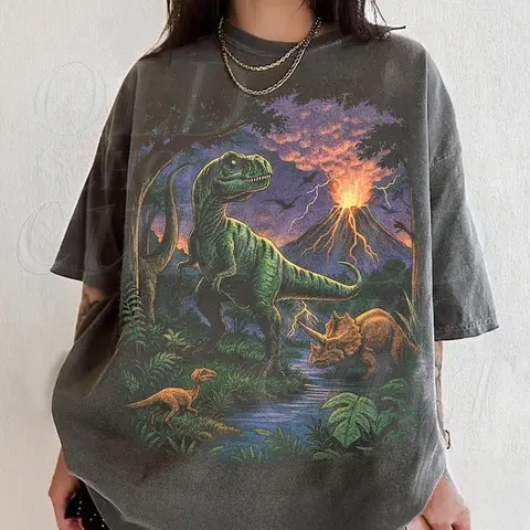 Comfort Colors Vintage Jurassic Dinosaur 90s Graphic TShirt, Retro T-Rex Triceratops TShirt, 90s Prehistoric Graphic Tee, Dino Top, Nostalgia Nature Gift