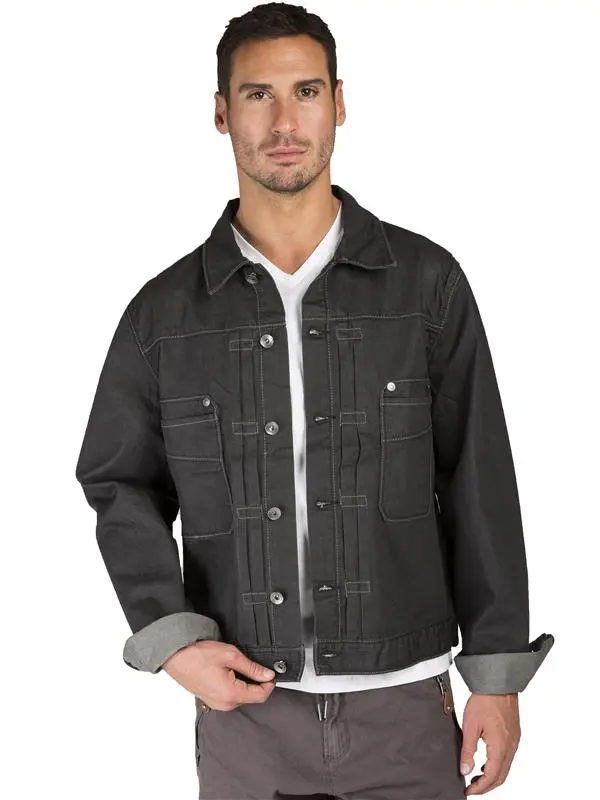 MEN'S DARK GRAY PREMIUM DENIM TRUCKER JACKET EXPRESSO COATED RETRO WASH