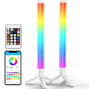 2 Pack 360° Smart RGB Light Bar, TV Backlighting with Music Sync, RGB LED Light Bars with Remote Control, Adjustable RGB Lighting, Game Desk Lights, Ambient Lighting for PC, Room Decoration(White/Black)