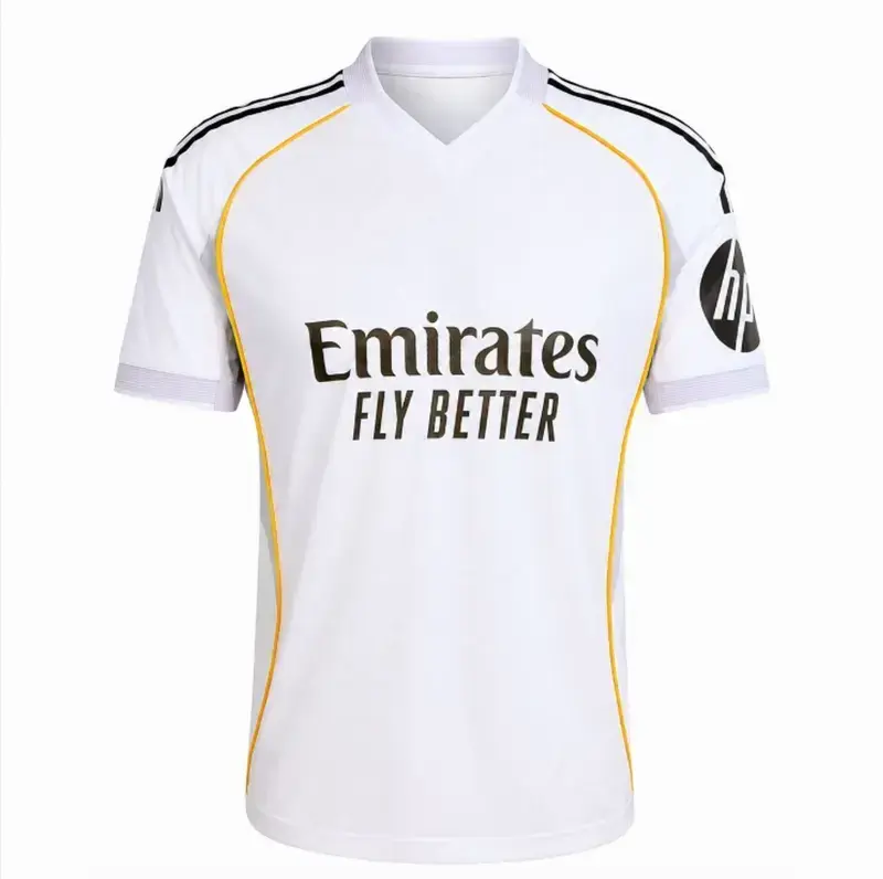2025/26 Home Soccer Jersey | Unisex White Football Shirt with Yellow & Gray Accents - Custom Name and Number