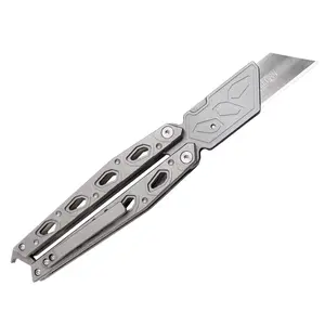 Craft Knife with Titanium Handle, Paper Cutting Tool, Pocket Clip Outdoor Portable Edc Tool, Includes 10 Blades, Q49-2, Retractable Blades