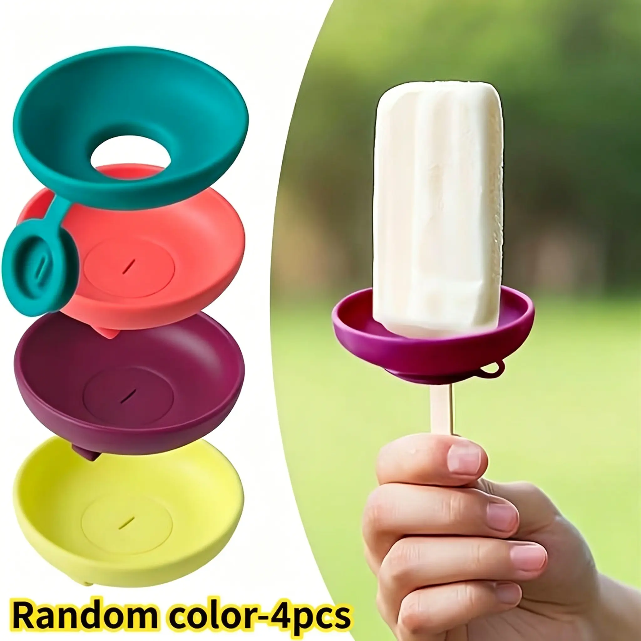 4pcs silicone ice cream holders | Cone-shaped holders with drip-proof function, portable ice pops mold tray | Washable in dishwasher, summer ice cream rack