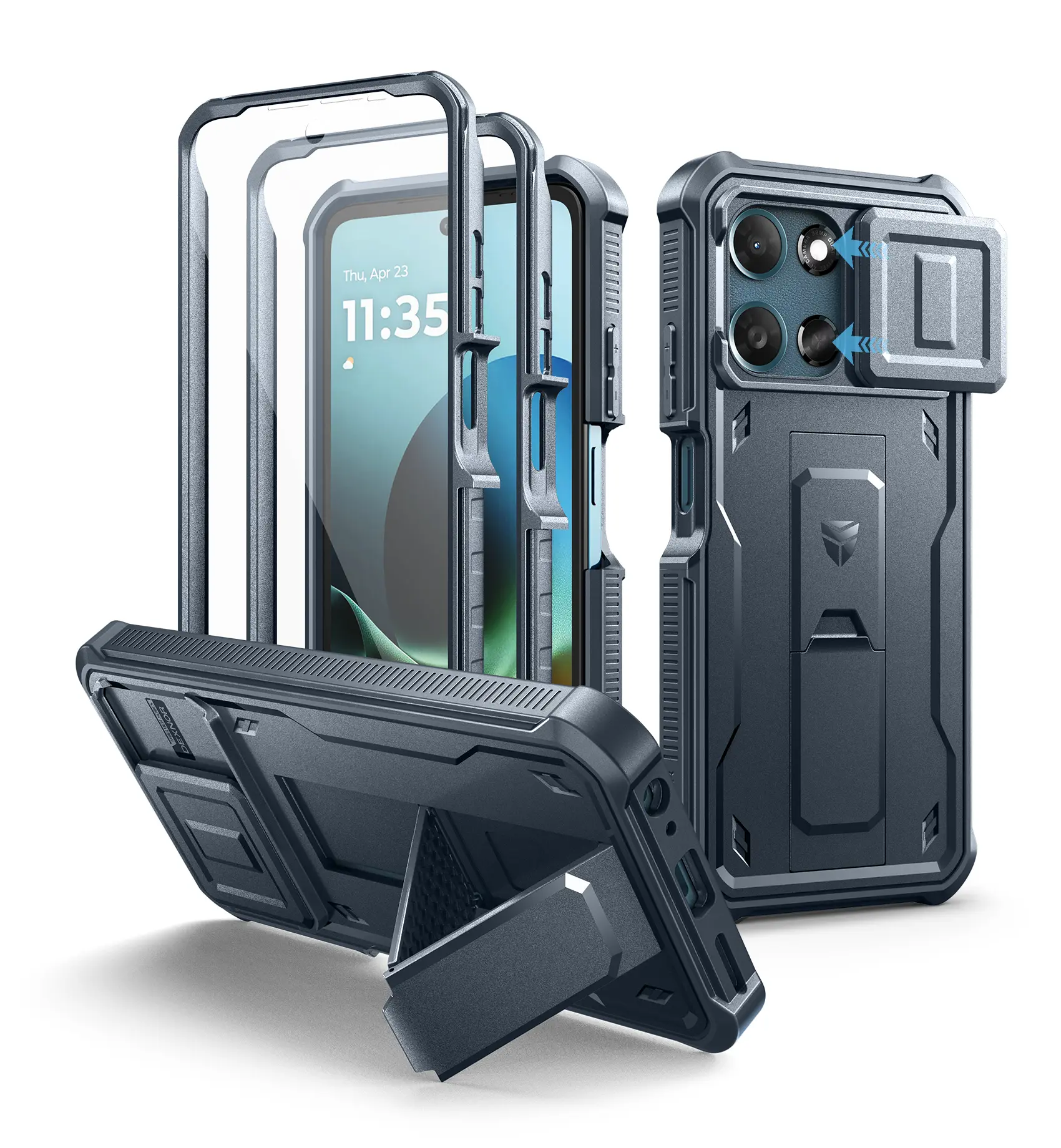 Dexnor for Motorola Moto-G 2026 Case, Moto-G-Play 2026 Case[2 Front Frame] [Built-in Slide Camera Cover & Kickstand] Heavy Duty Moto-G-5G 2026/ Moto-G-Play 2026 Case with Screen Protector