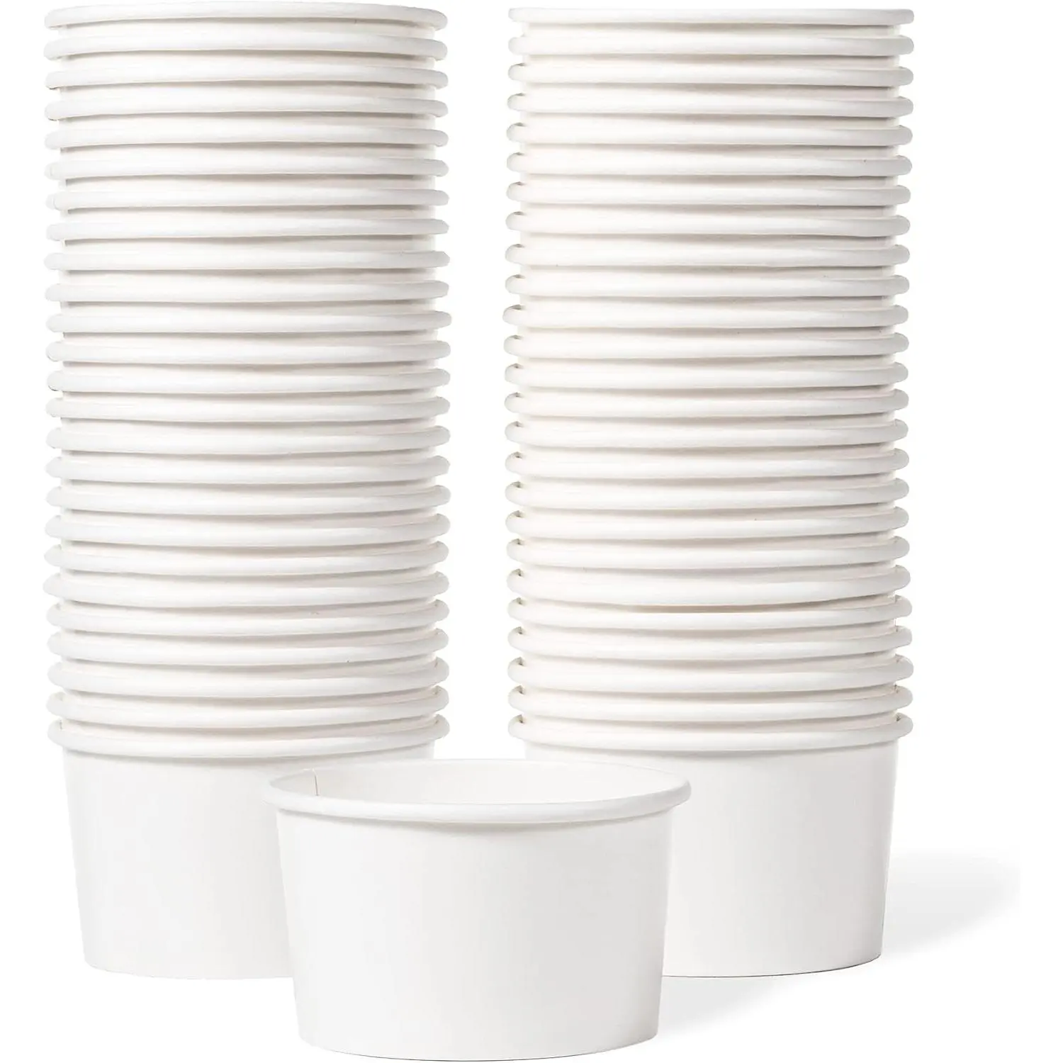 Paper Ice Cream Cups - 50-Count 5.5-Oz Disposable Dessert Bowls for Hot or Cold , 5.5-Ounce Party Supplies  Cups for Sundae, Frozen Yogurt, Soup, White