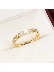 Luxury Hollow Full Zircon Copper Ring, Minimalist Versatile Ladies Finger Ring