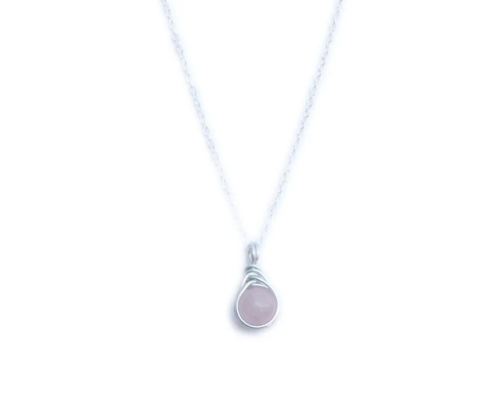 Rose Quartz Gemstone Pendant Necklace | Sterling Silver or Gold Dainty Simplistic 8mm Gemstone Crystal Healing
