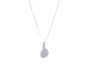 Rose Quartz Gemstone Pendant Necklace | Sterling Silver or Gold Dainty Simplistic 8mm Gemstone Crystal Healing