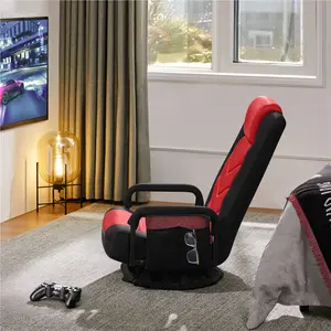 Yaheetech Floor Gaming Chair, Swivel Adjustable Reclining Sofa Chair with Armrests and Adjustable Backrest