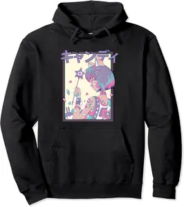 Shojo Anime Girl with Magic Wand and Japanese Quote Candy Pullover Hoodie - Macyulm Shop 96B0B8JR317F