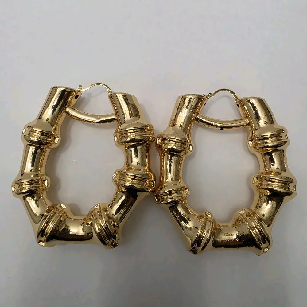 #308. 18K Gold Plated Bold Hoop Sugar Cane Earring  Unique  High quality  Water Resistant  Hypoallergenic  Nickel Free Every day,  Party .