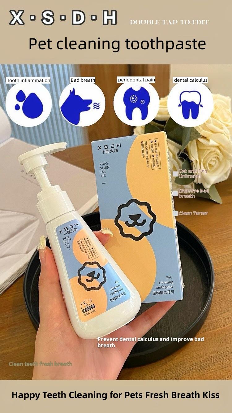 Pet Dental Cleaning Toothpaste - Alcohol-Free, Non-Irritating, for Dog and Cat Bad Breath, Plaque & Tartar - 4.23 oz