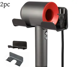 2Pcs Universal Hair Dryer Holder, Blow Dryer Holder with Cord Storage, Hair Dryer Holder Wall Mounted, Bathroom Hair Tool Organizer for Dyson, Stable Easy To Install
