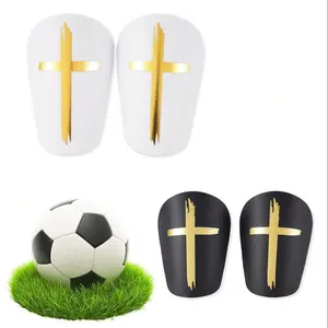Mini Size Football Shin Guards, Thick Anti-Collision Leg Protection, Comfortable Lightweight, Durable Cross Design, Pattern, Football Equipment