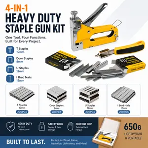 NEU MASTER 3 in 1 Staple Gun, Manual, Heavy Duty with Stapler Remover and 2000Pcs Staples for Upholstery, Fixing Material, Decoration, Carpentry, Furniture