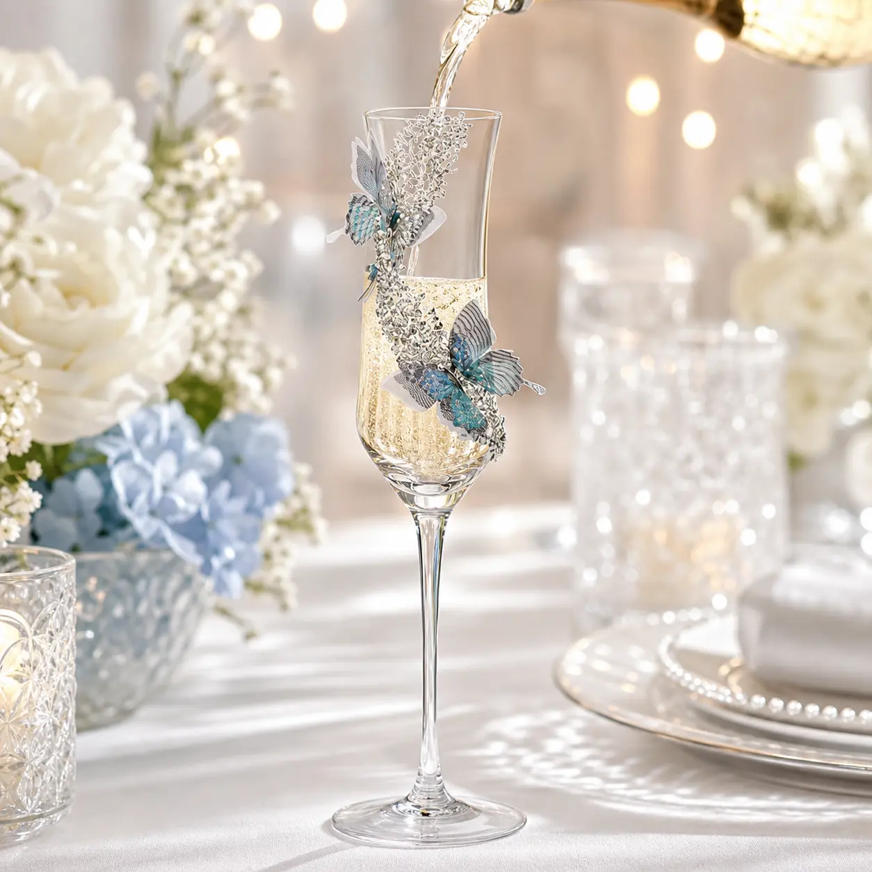 Luxury Handmade Wedding Champagne Flute Gift Romantic
