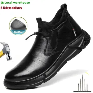 Mens Waterproof Work Boots Steel Toe Safety Shoes Indestructible Non Slip shoes Comfortable Lightweight Puncture Proof Slip on Indestructible construction Work protective Shoes