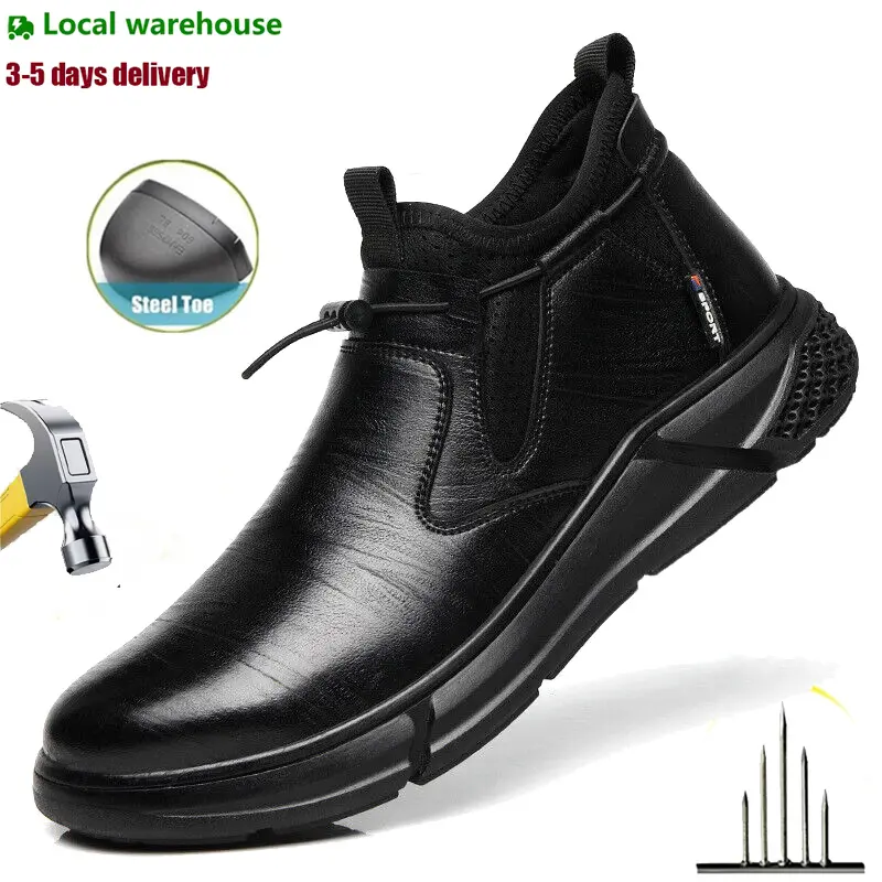 Mens Waterproof Work Boots Steel Toe Safety Shoes Indestructible Non Slip shoes Comfortable Lightweight Puncture Proof Slip on Indestructible construction Work protective Shoes Fathersdaygift