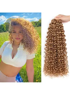 Human Crochet Hair for Black Women Jerry curly Crochet Human Hair Bundles 16 Inch Pre-Separated Feather Crochet Human Hair 60g Deep Wavy Invisible Crochet Hair Extensions 100 Strands Curly Wavy Hairpieces