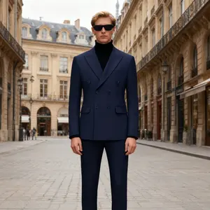 Men's 2PC Double-Breasted Tuxedo  Slim-Fit Suit for Wedding Prom Business Event