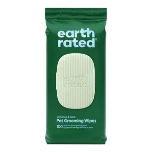 Earth Rated Dog Grooming Wipes White Tea & Basil 100 Count