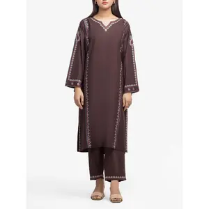 Edenrobe 2-Piece Embroidered Marina Twill Viscose Suit