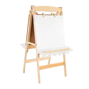 Kaplan Early Learning 2-Sided Adjustable Easel with 6 Child's Paint Cups | Double-Sided Wooden Art Easel for Kids
