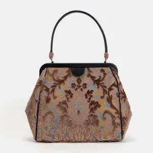 Burnout Velvet Camel Alma Shoulder Bag