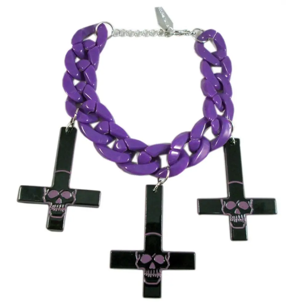 Inverted Cross Skull Bracelet Purple Jewelry