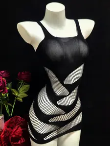 Women's Solid Fishnet Sheer Swimsuit Cover Up Dress, Casual Sleeveless Beachwear for Beach Holiday Vacation, Ladies Swimwear for All Seasons, Clothing, Swimsuit Coverup, Swimwear Coverups, Bathing Suit Coverup