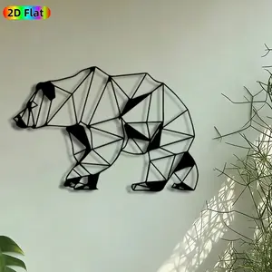 1pc Geometric Polar Bear Metal Wall Art, Walking Polar Bear Statue Mural, Intricate Craftsmanship, Artistic Metalwork, Perfect for Christmas, Housewarming Decor, Perfect for Living Room Office Lodge Decor, Ideal Gift for Arctic Wildlife Enthusiasts.
