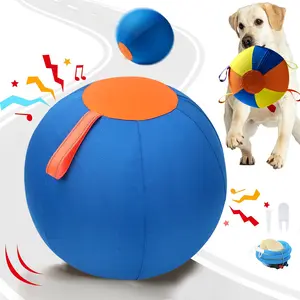 Inflatable Dog Toy Ball for Large& Medium Dogs – Durable Outdoor Training & Fetch Ball, Blue & Orange, 17.7” / 21.7”