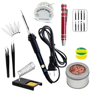 Electric Soldering Iron Welding Kit, Fast Efficient Heat Transfer, Includes 5 Solder Tips, Tin Wire, Rosin, Tweezers, Stand, Cleaning Ball, 8-In-1 Screwdriver Pen, Tool Kit