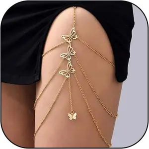 Body Chain Jewelry for Women Snake Butterfly Thigh Chain Rhinestone Leg Jewelry Thigh Harness Garters Halloween Costume Accessories
