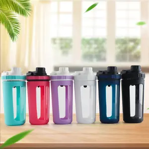 BYLWORKOUT Vortex Glass Shaker Bottle - 28oz BPA-Free Blender Cup w/Detachable Mixer (No Blending Ball!), Leakproof for Protein Shakes, Smoothies & Cocktails, Dishwasher-Safe, 6 Colors (Black/White/Pink/...)