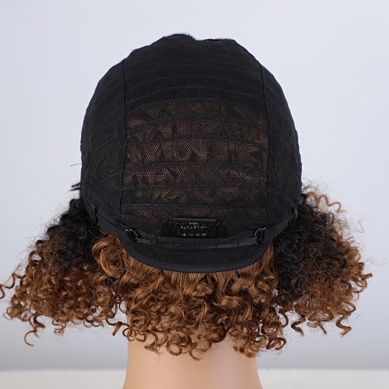 Fashion Brazilian Remy 180% Jerry Curly Short Pixie Bob Cut Human Hair Wigs - Highlight Kinky Curly Wigs For Women