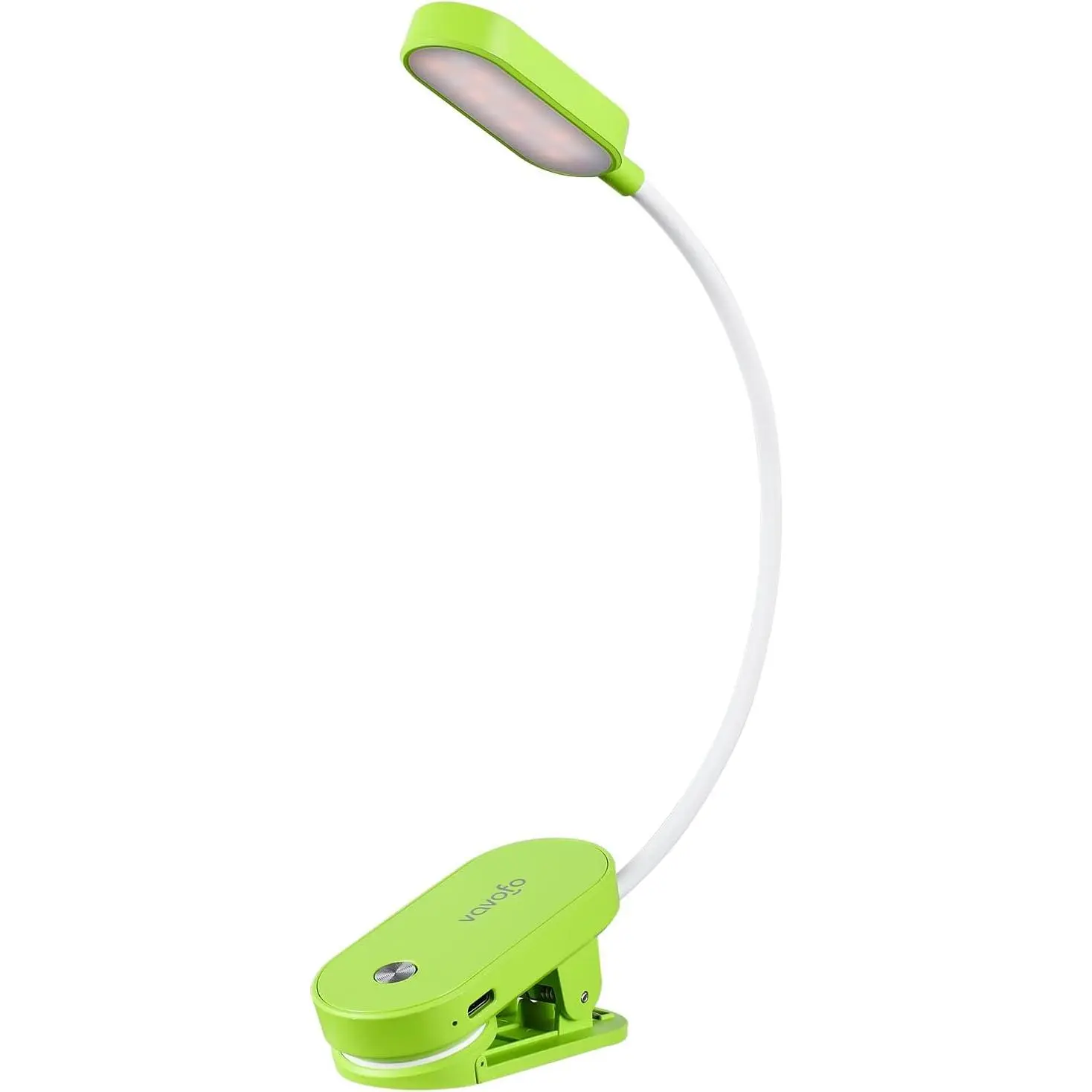Rechargeable Book Light, 14 LEDs Eye Care Clip On Amber Reading Light for Bookworms Reading in Bed with 9 Colors 9 Brightness (Green)