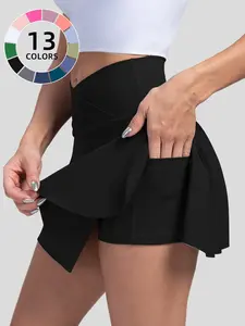 Women's Outdoor Sports Casual Cross Waist Tennis Skirt Sports Skort, Multi-Color Options, Anti-Slip Suitable for Golf, Tennis, Yoga, Fitness Wear