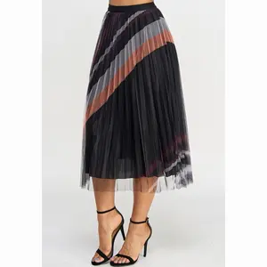 Genovea High-Waist Pleated Printed Skirt