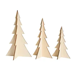 DIY Unfinished Wood 3D Stand-Up Trees - 3 Pc.