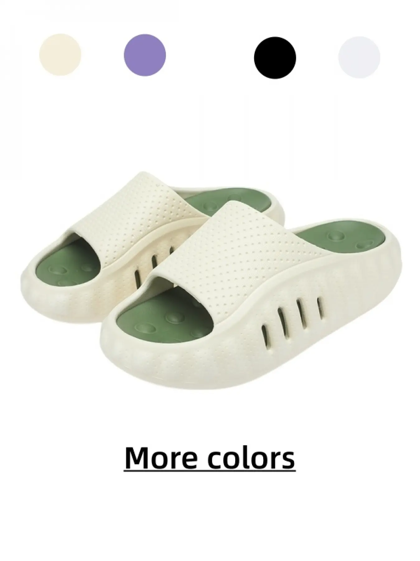 Men Acupoint Massage Thick Sole Slippers | Particle Massage Midsole, Anti-slip Wear-resistant Outsole, Beige Green Color, Indoor Outdoor Dual-use Slides