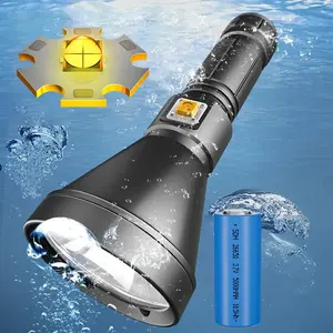 XHP90 LED Professional Strong Light Diving Flashlight, 5000/2600mAh Long Battery Life Rechargeable High Power Diving Torch, Waterproof Handheld Flashlight