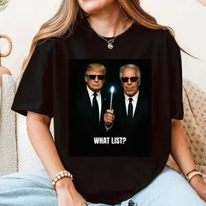 Trump and Jeffrey Epstein Shirt, Man in Black Inspired Tee T-Shirt K8SG6
