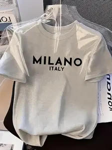 Women's Casual Short Sleeve T-Shirt, Milano Italy Print, Loose Fit Round Neck, Simple Cool Style Daily Top, Comfortable Youthful Design