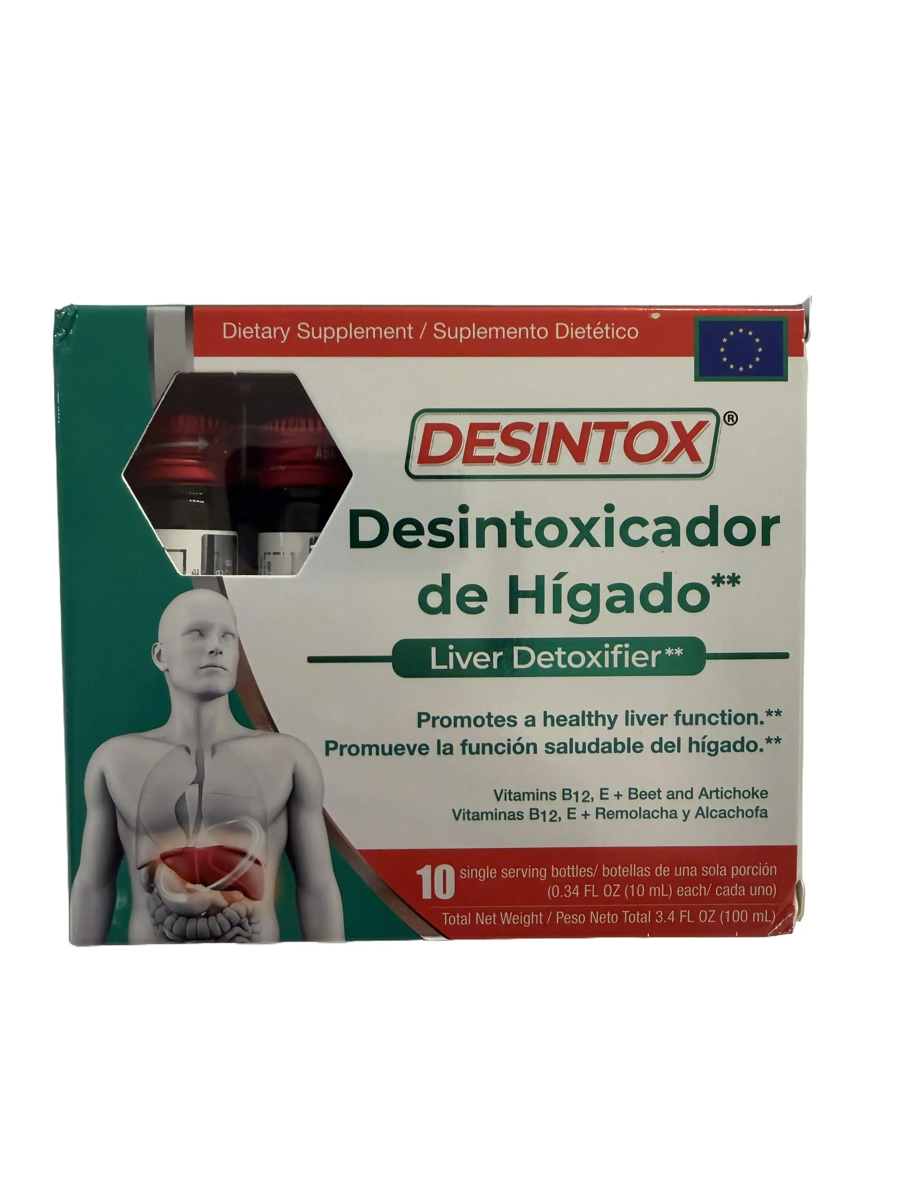 Edible Natural Liver Detox Supplement with Vitamin B12, Vitamin E, Beet & Artichoke - 10 x 10mL Vials, Nutritional Dietary Support for Health & Fitness (Wellness Routine Complement)