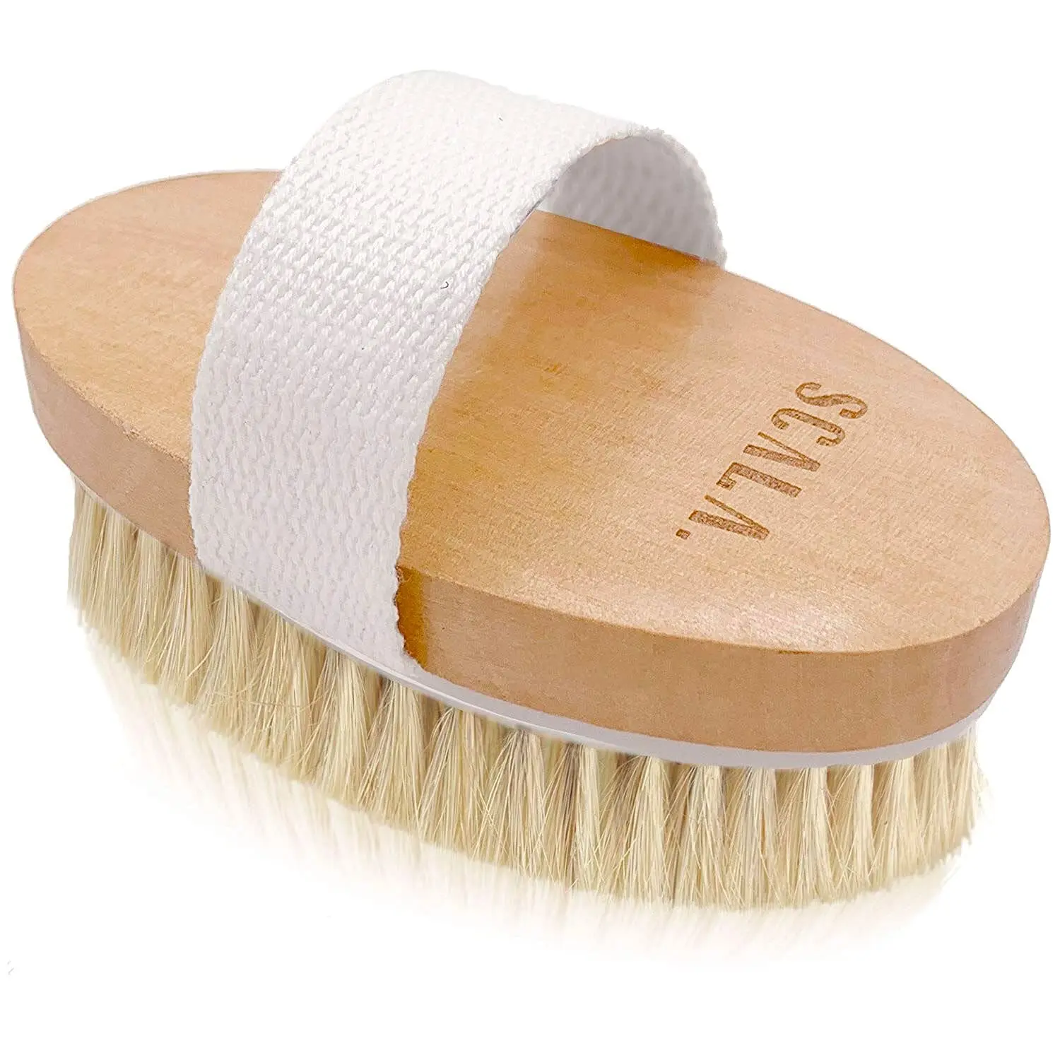 Dry Brushing Body Brush SCALA Natural Bristle Body Brush, Soft Body Exfoliating Brush Scrub for Dead Skin, Cellulite, Lymphatic Drainage, Blood Flow - Thicker & Stronger Medium StrengthZAZK91