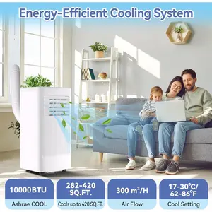 Portable Air Conditioner, 10000 BTU Portable AC for Rooms Up to 560 Sq ft, 3-in-1 Cooling/Fan/Dehumidifier, Remote & LED, Sleep Mode 24H Timer, Wheels, Window Vent Kit