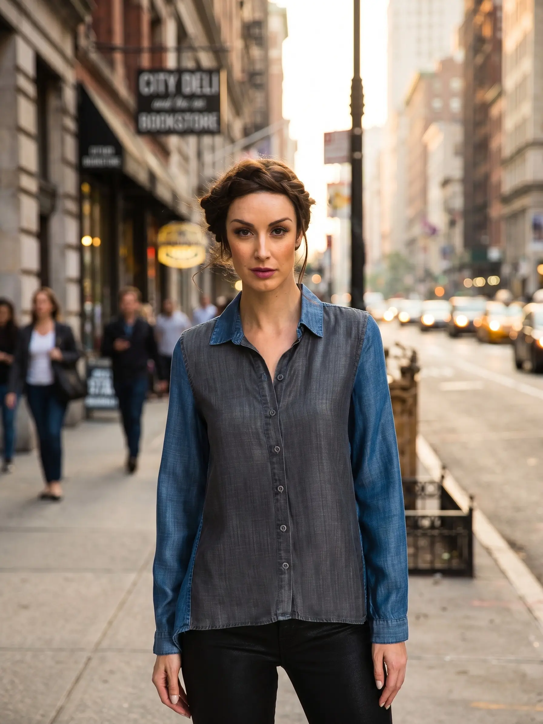 Standards & Practices Women's Dual Tone Tencel Button Down Shirt