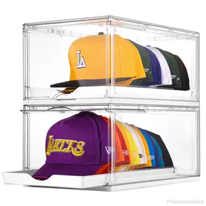 Hat/Closet Organizer for Baseball Caps,clothing with Clear Holder Box, Large Cap Storage with Sliding Tray, Stackable Rack Display Case & Magnetic Door, Christmas Hauls FFVentureVibe8