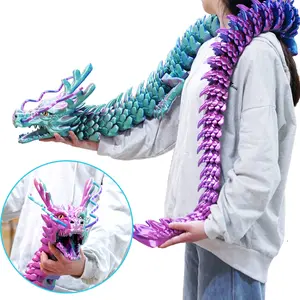 79 inch 3D printed oversized dragon model toys, flexible jointed animal doll statues, home and office desk decorations, holiday surprise gifts